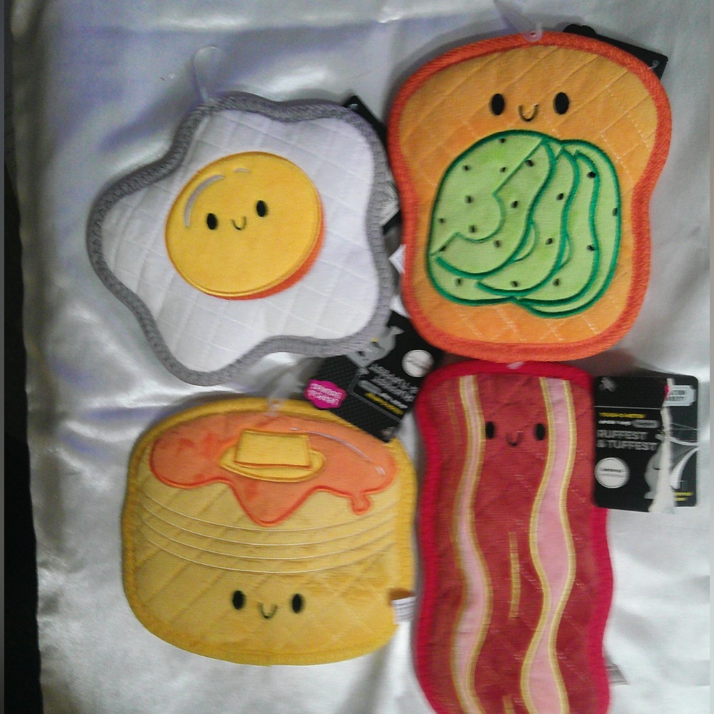 Set of 4 Leaps & Bounds Ruffest & Tuffest Dog Toys Food Themed